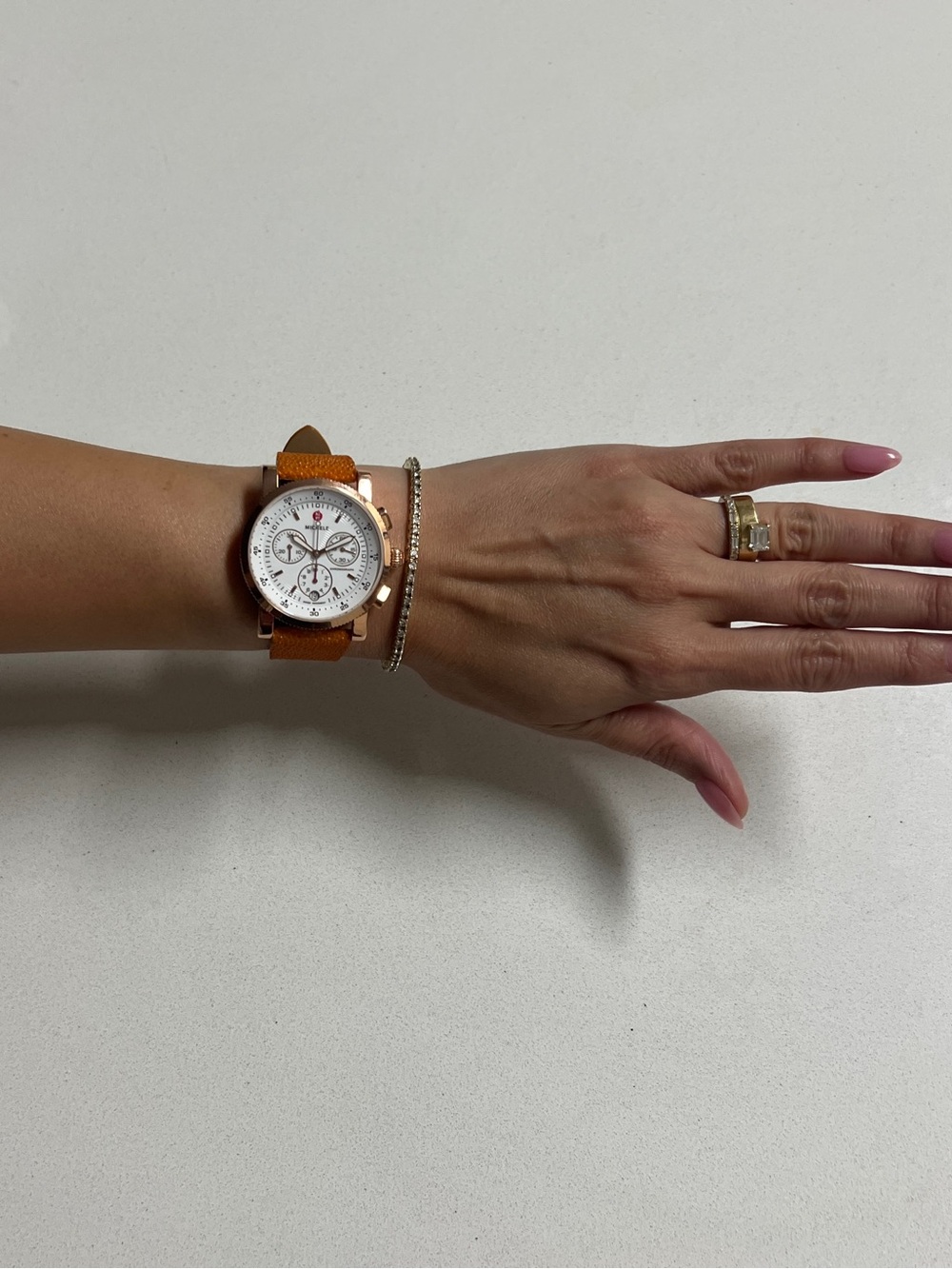 MICHELE Swiss Chronograph Watch Rose Gold Galuchat Stingray Strap - Picture 15 of 16